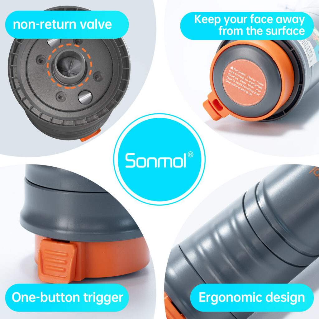 non-return valve one button trigger ergonomic design